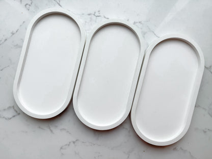 Perfectly Imperfect White Oval Decorative Concrete Tray