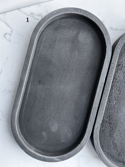 Perfectly Imperfect Oval Decorative Tray in Charcoal Grey Concrete