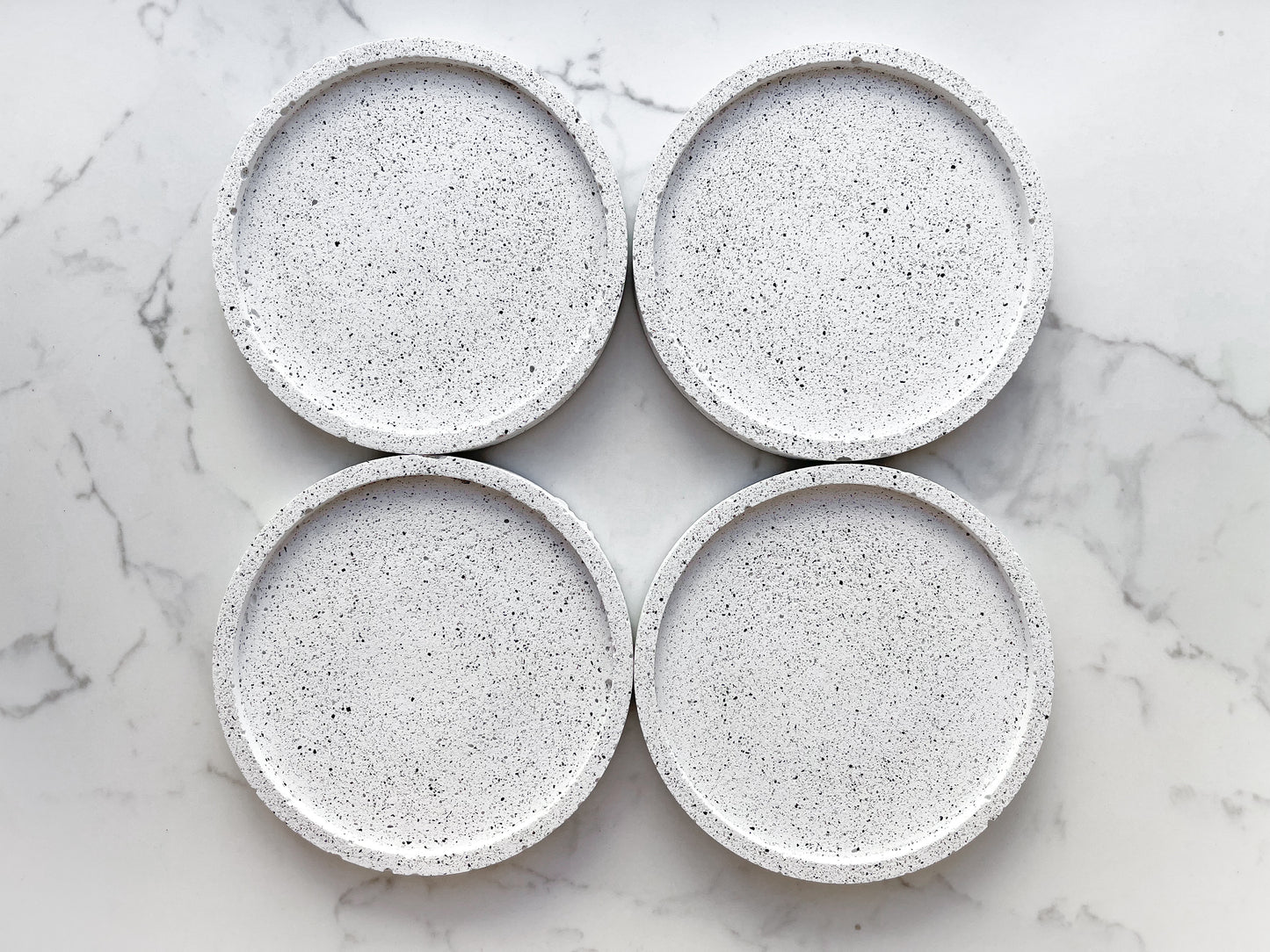 Perfectly Imperfect Small Round Decorative Tray in Speckled White Granite Terrazzo