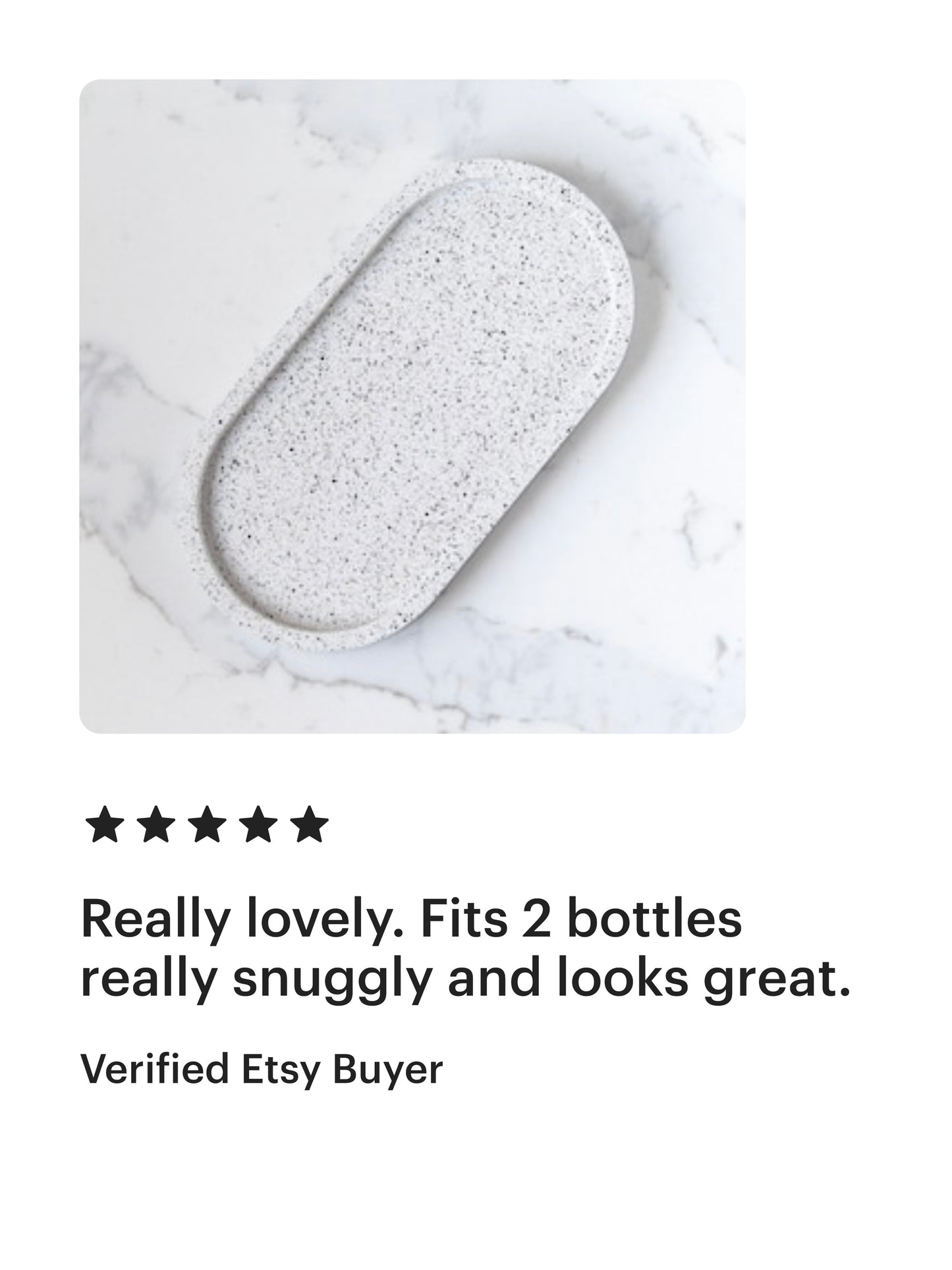 Oval Decorative Tray in Speckled White Granite Terrazzo, Water Resistant