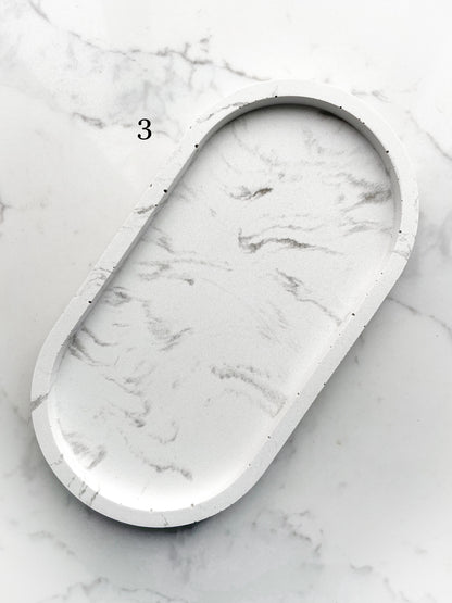 Perfectly Imperfect Oval Decorative Tray in White Marble Effect