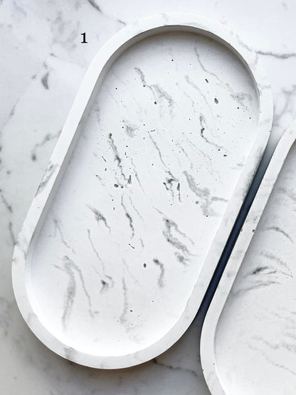 Perfectly Imperfect Oval Decorative Tray in White Marble Effect