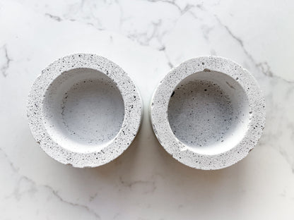 Perfectly Imperfect Round Tealight Holder in Speckled White Granite Terrazzo