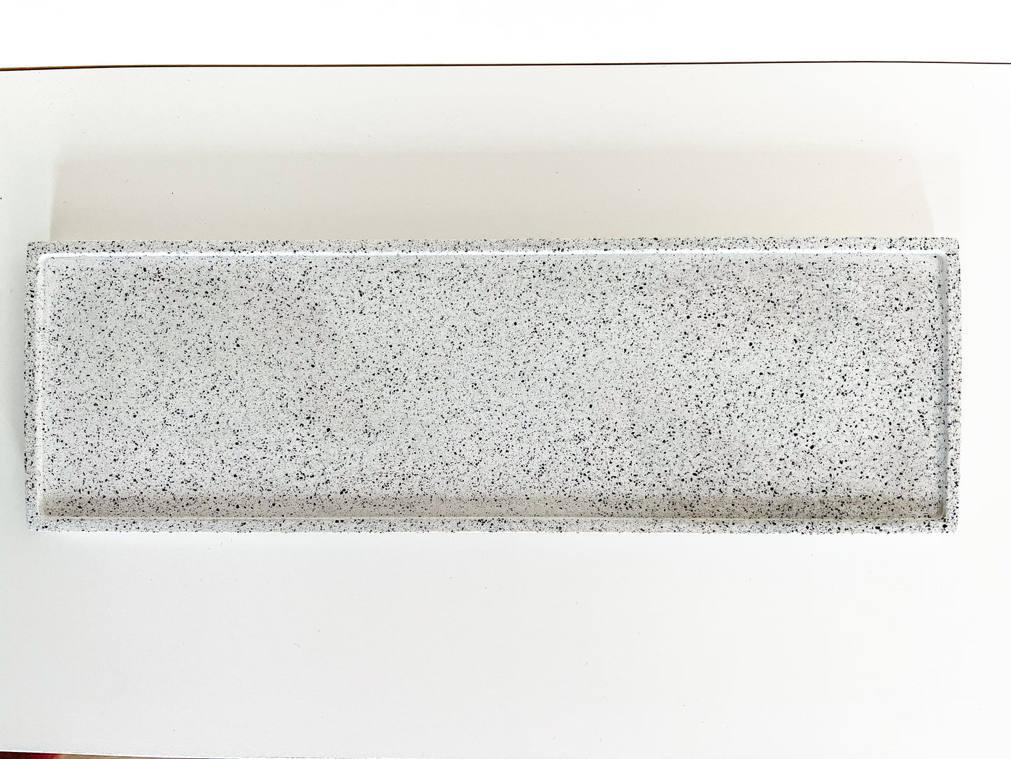 Perfectly Imperfect Rectangular Decorative Tray in Speckled White Granite Terrazzo