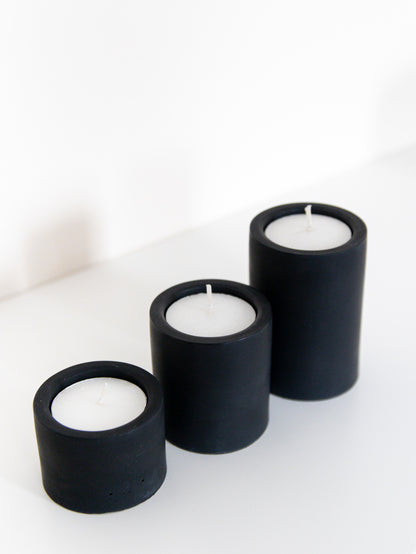 Set of Three Tealight Holders in Black