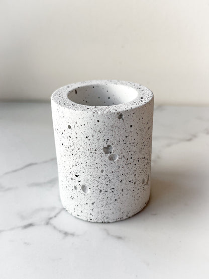 Perfectly Imperfect Match Pot with Striker Pad in Speckled White Granite Terrazzo