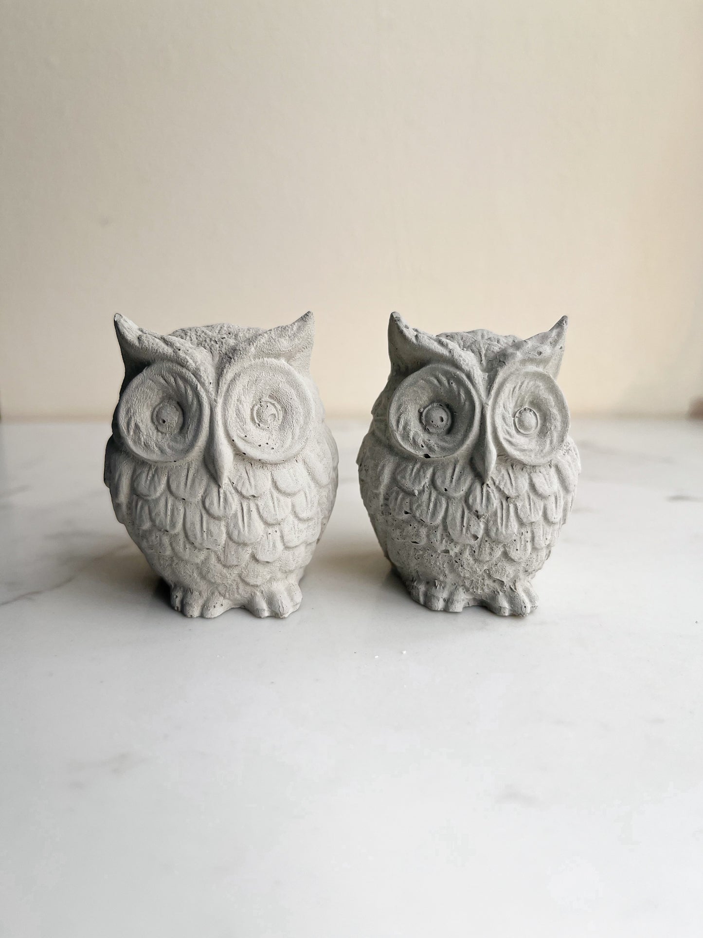 Perfectly Imperfect Standing Grey Concrete Owl Ornament