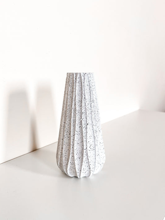 Perfectly Imperfect Nordic Style Modern Bud Vase in Speckled White Granite Terrazzo