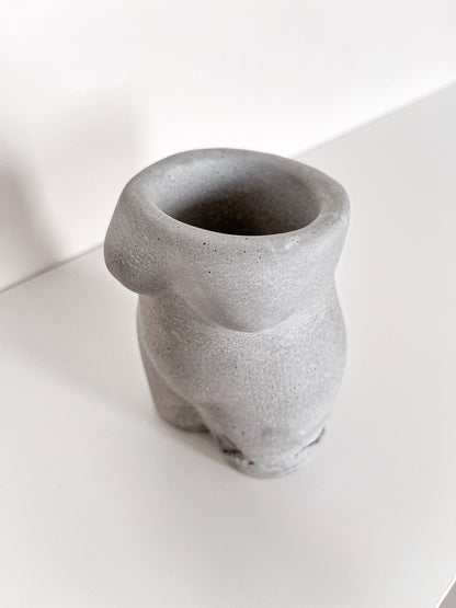 Perfectly Imperfect Body Shape Vase in Grey Concrete |  Pen Holder