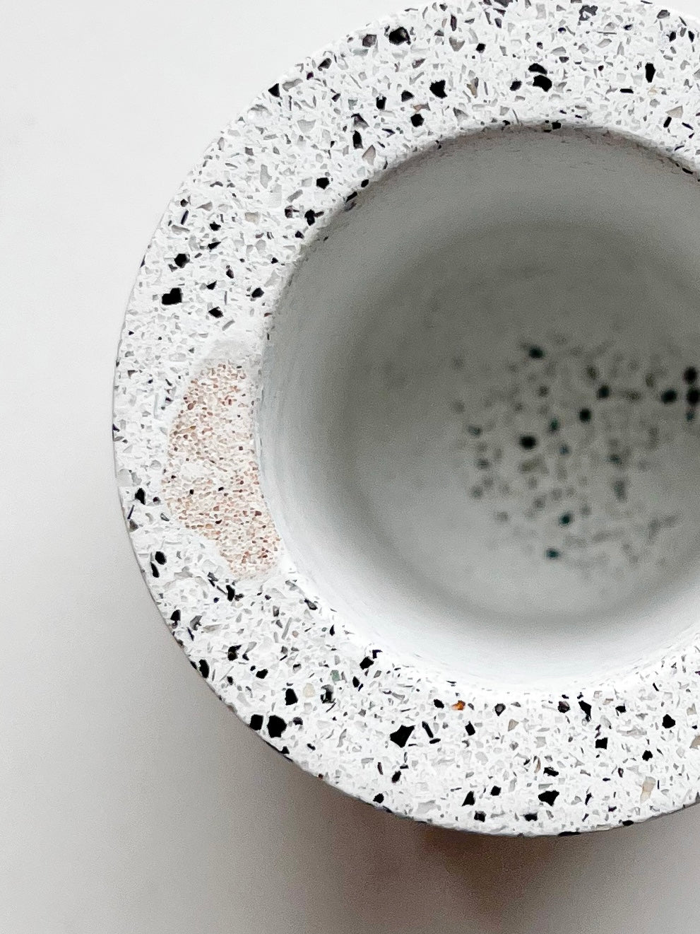 Perfectly Imperfect Match Pot with Striker Pad in Speckled White Granite Terrazzo