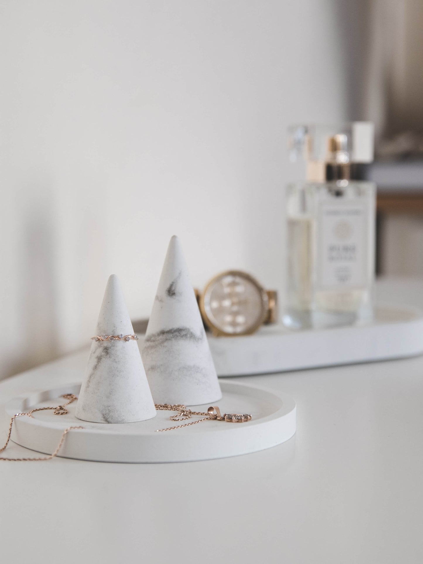 Perfectly Imperfect Small Round 11 cm Diameter Decorative Trinket Tray in White Marble Effect