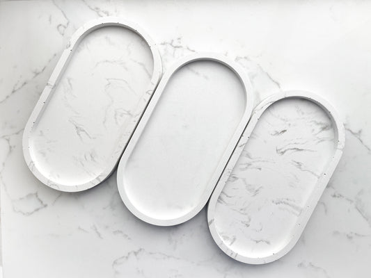 Perfectly Imperfect Oval Decorative Tray in White Marble Effect