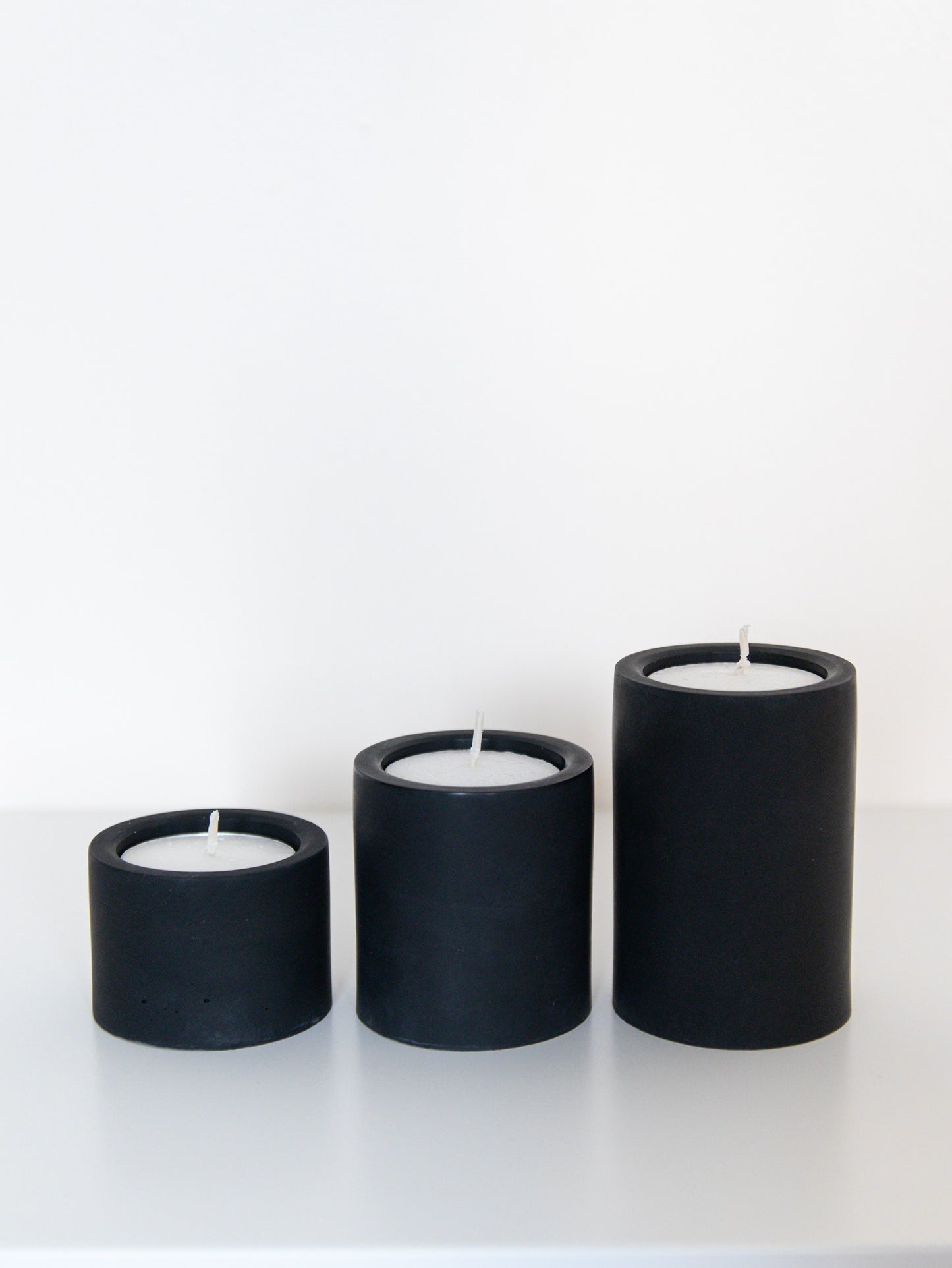 Set of Three Tealight Holders in Black