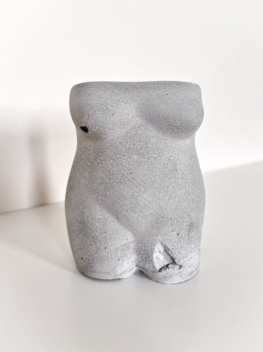 Perfectly Imperfect Body Shape Vase in Grey Concrete |  Pen Holder