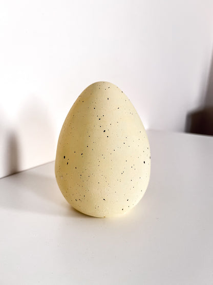 Perfectly Imperfect Large Decorative Speckled Yellow Concrete Egg  | Easter Display Decor
