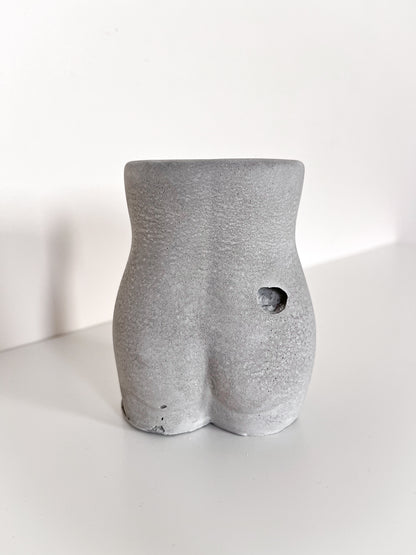 Perfectly Imperfect Body Shape Vase in Grey Concrete |  Pen Holder