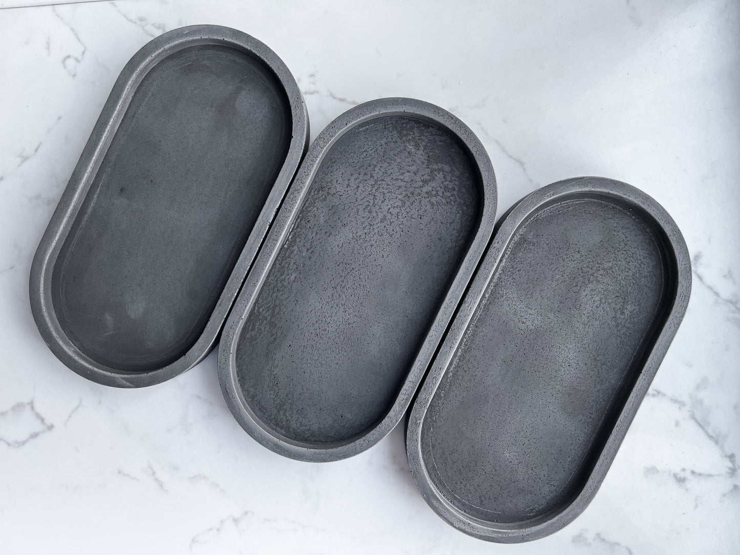 Perfectly Imperfect Oval Decorative Tray in Charcoal Grey Concrete