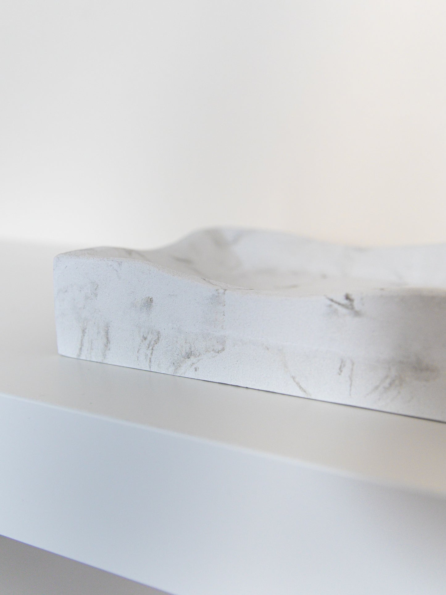 Rectangular Wavy Edge Decorative Tray in White Marble Effect