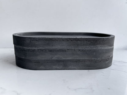 Perfectly Imperfect Oval Decorative Tray in Charcoal Grey Concrete