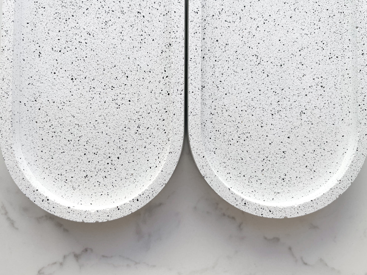 Perfectly Imperfect Oval Decorative Tray in Speckled White Granite Terrazzo