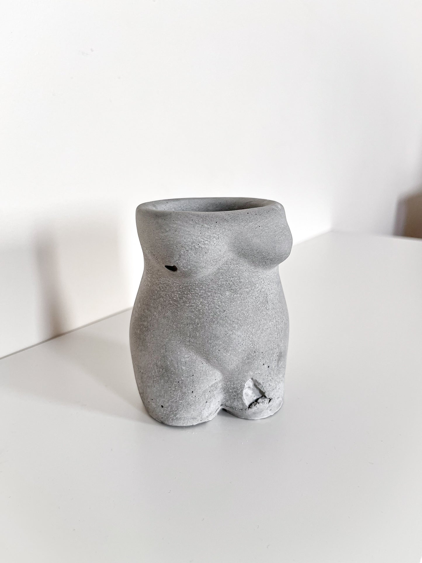 Perfectly Imperfect Body Shape Vase in Grey Concrete |  Pen Holder