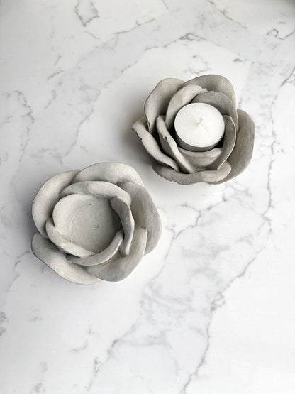 Rose Shape Concrete Tealight Holder