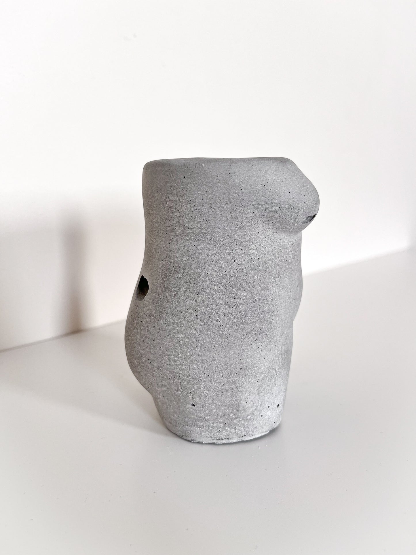 Perfectly Imperfect Body Shape Vase in Grey Concrete |  Pen Holder