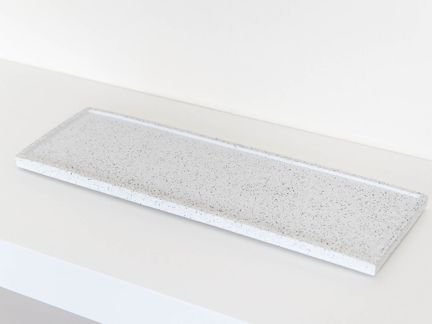 Rectangular Decorative Tray in Speckled White Granite Terrazzo