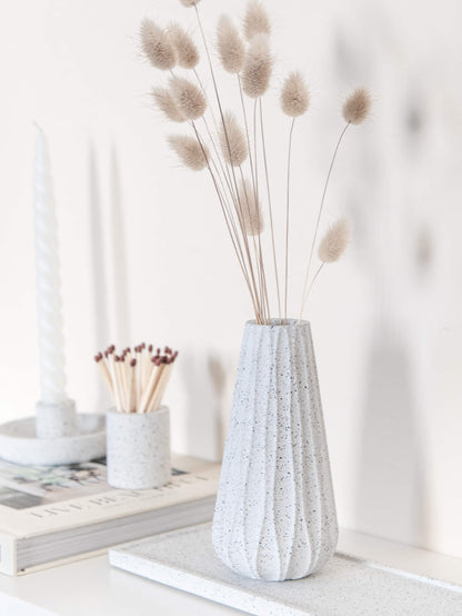 Nordic Style Modern Bud Vase in Speckled White Granite Terrazzo