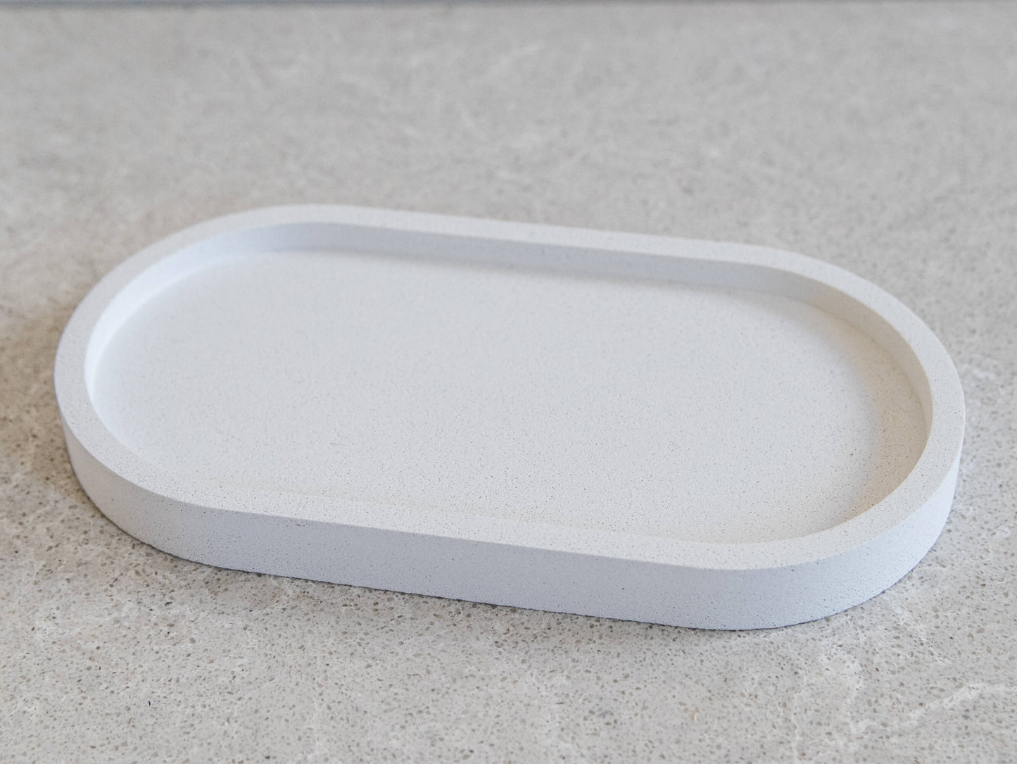 Oval Decorative Tray in Sparkly White Stone Finish