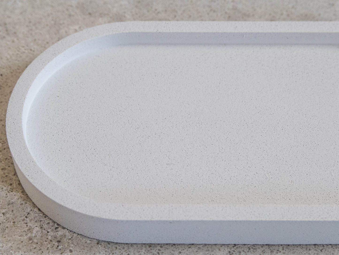 Oval Decorative Tray in Sparkly White Stone Finish