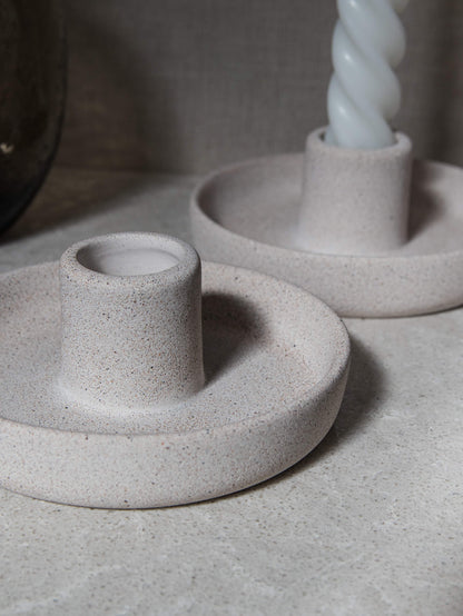 Candlestick Holder in Cream Sandstone