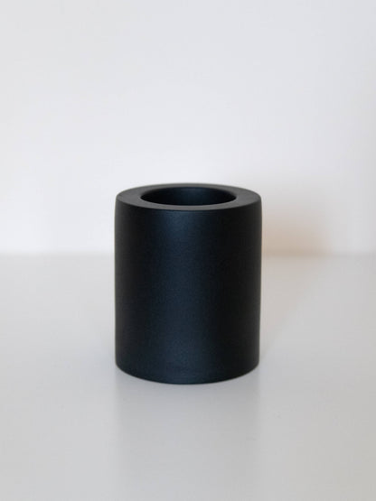 Match Pot with Striker Pad in Black | Round Holder for Matches with Base Striker Pad