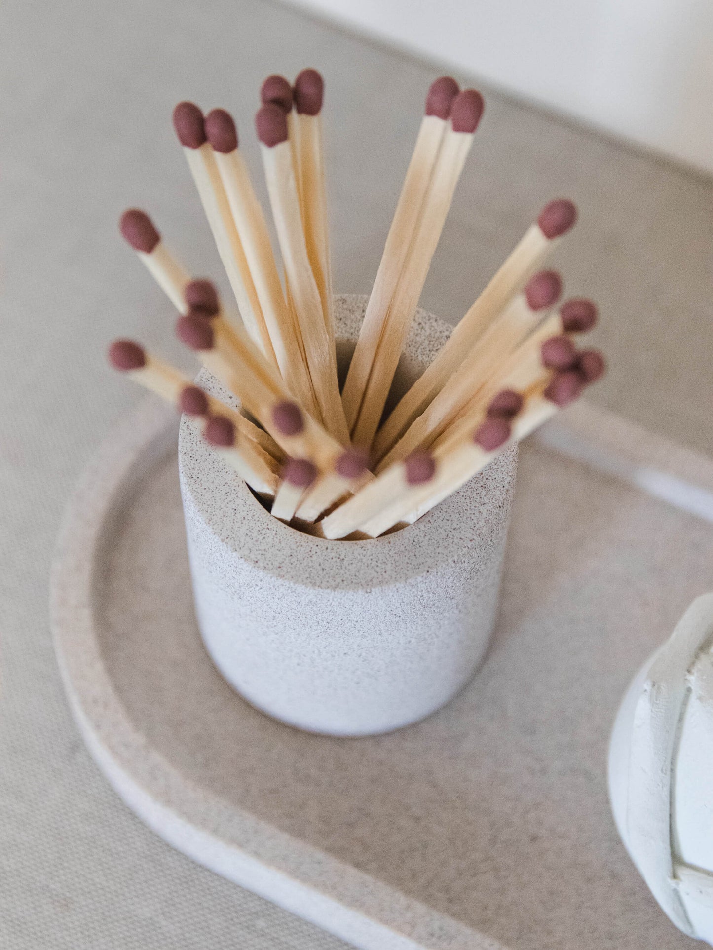 Match Pot with Striker Pad in Cream Sandstone