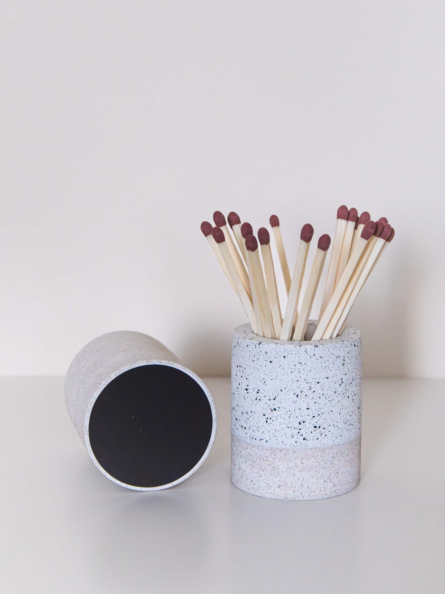 Match Pot with Striker Pad in Speckled Two Tone Stone Finish