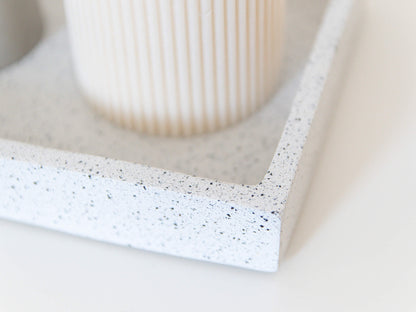 Rectangular Decorative Tray in Speckled White Granite Terrazzo