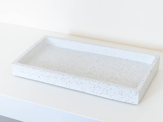 Rectangular Decorative Tray in Speckled White Granite Terrazzo
