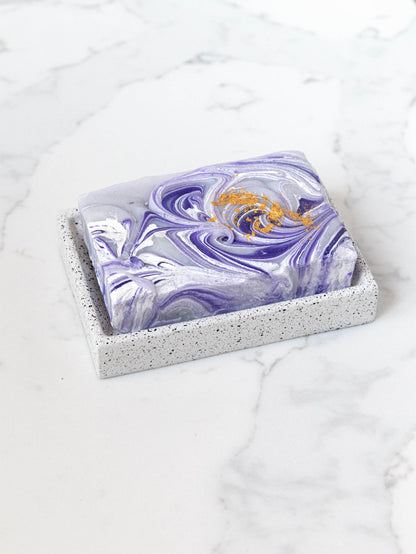 Soap Dish in White Marble Effect with Rubber Pads