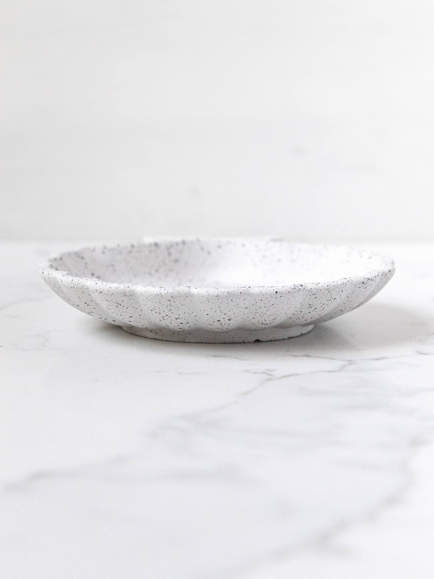 Shell Trinket Tray in Speckled White Granite Terrazzo