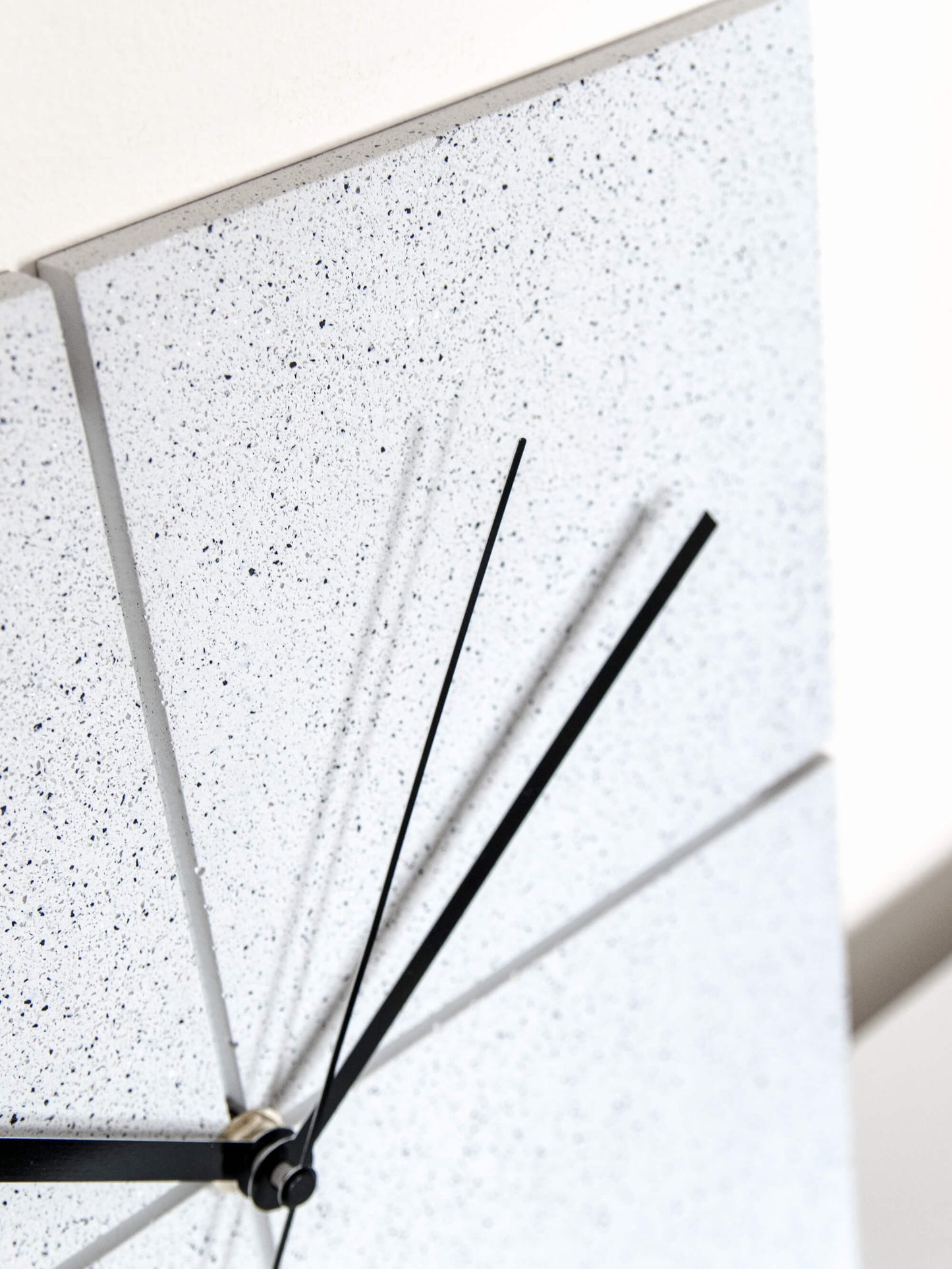 Square Wall Clock in Speckled White Granite Terrazzo