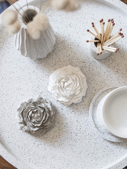 Extra Large Round 38 cm Decorative Tray in Speckled White Granite Terrazzo