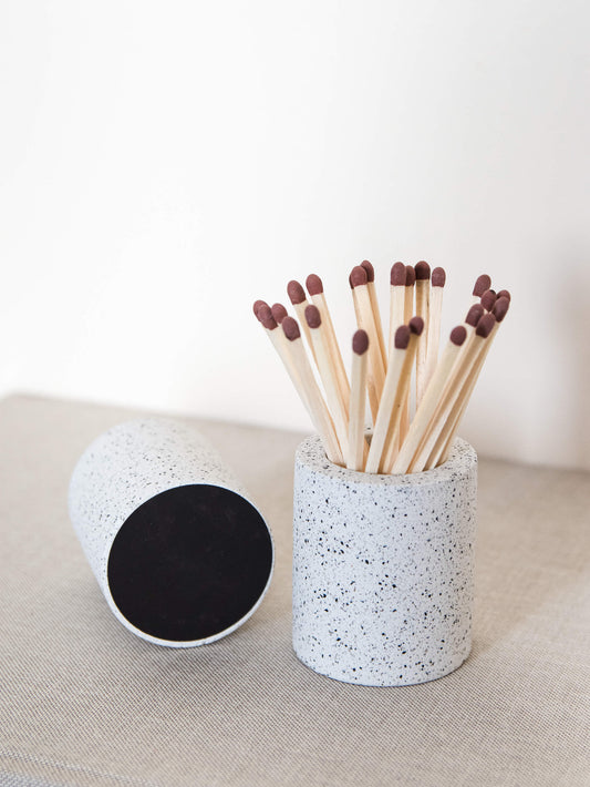 Perfectly Imperfect Match Pot with Striker Pad in Speckled White Granite Terrazzo